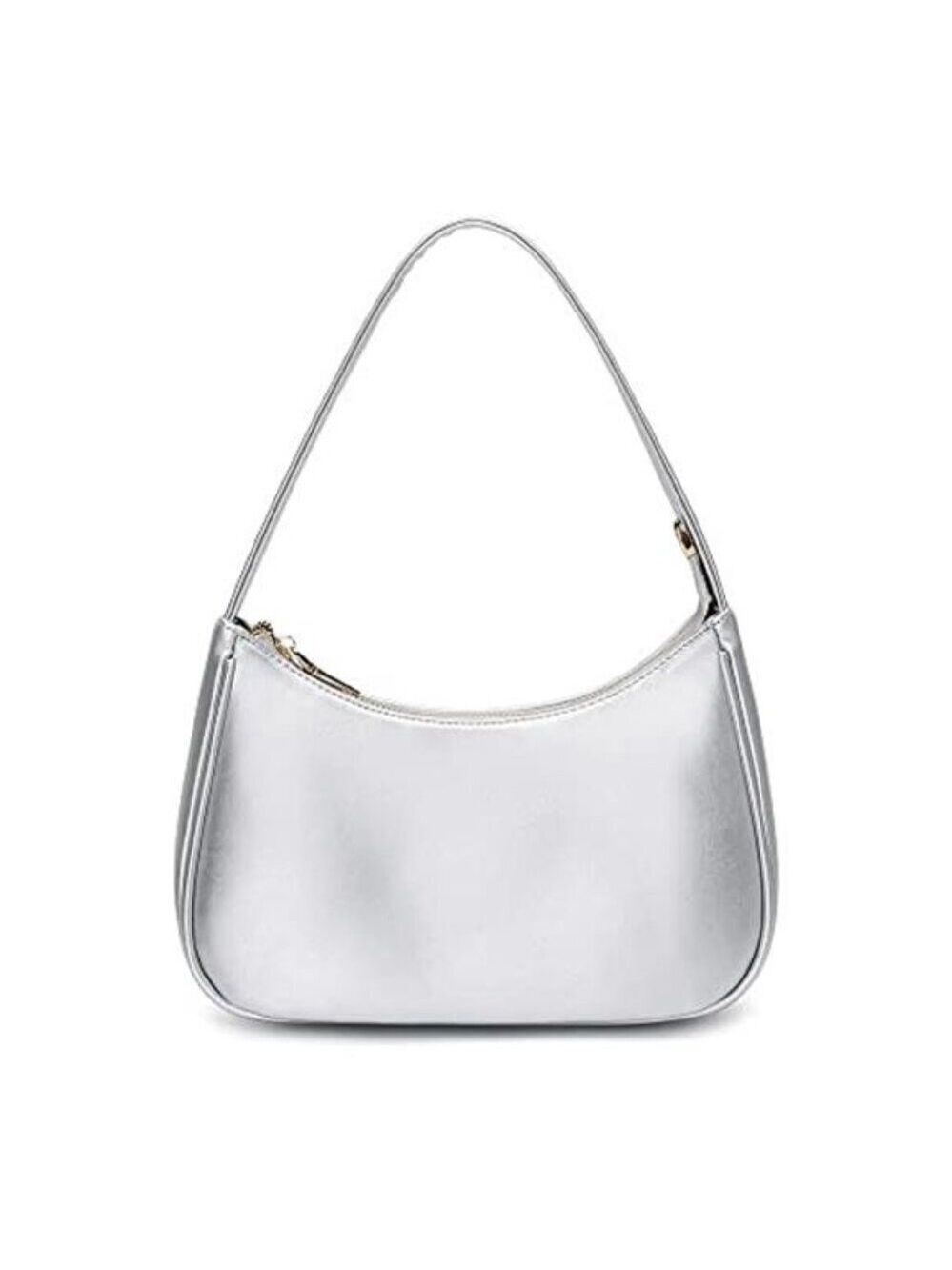 Silver Hobo Bag Mini Vegan Leather Shoulder Purse